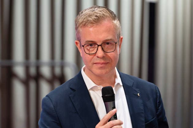 Berlin, August 18, 2026—Bitkom Policy Pitch for the 2026 Berlin House of Representatives election at Delta Campus Neukölln; Stefan Evers, the Berlin CDU’s top candidate for the 2026 Berlin House of Representatives election, is in attendance.