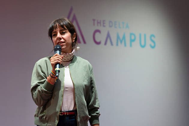 Berlin, August 18, 2026—Bitkom Policy Pitch for the 2026 House of Representatives election at Delta Campus Neukölln; Elif Eralp, The Left’s top candidate for the 2026 House of Representatives election