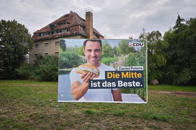 Demmin, Mecklenburg-Western Pomerania, Germany, August 18, 2026 Election poster for the 2026 state election featuring Daniel Peters, CDU Copyright: xdtsxNachrichtenagenturx dts_130482