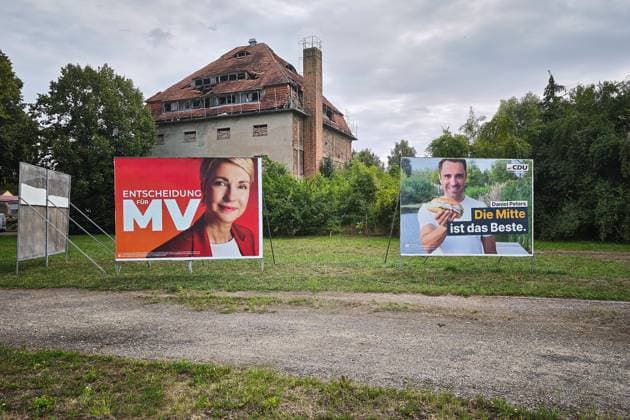 Demmin, Mecklenburg-Western Pomerania, Germany, August 18, 2026 Election posters for the 2026 state election featuring Manuela Schwesig (SPD) and Daniel Peters (CDU) Copyright: xdtsxNachrichtenagenturx dts_130487