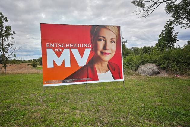 Mecklenburg-Western Pomerania, Germany, August 18, 2026 Election poster for the 2026 state election featuring Manuela Schwesig, SPD Copyright: xdtsxNachrichtenagenturx dts_130488