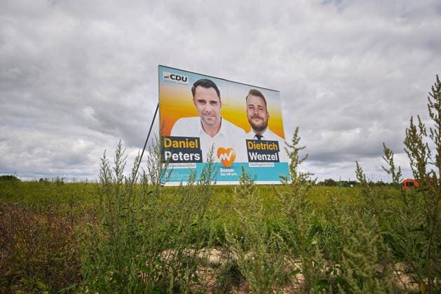 Mecklenburg-Western Pomerania, Germany, August 18, 2026 Election poster for the 2026 state election featuring Daniel Peters and Dietrich Wenzel, CDU Copyright: xdtsxNachrichtenagenturx dts_130490