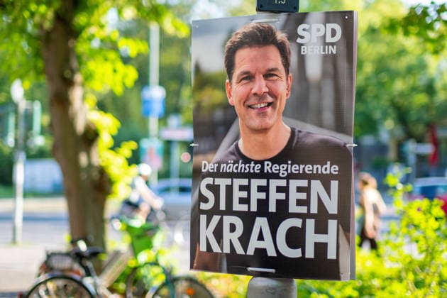 Berlin, August 5, 2026—Election poster for the SPD party and Steffen Krach for the election to the 20th Berlin House of Representatives and the district councils on September 20, 2026