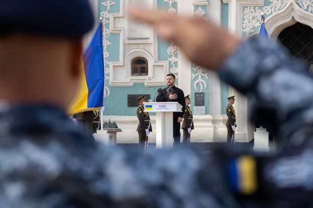 Ukraine celebrates its 35th Independence Day on August 24, 2026. President Volodymyr Zelenskyy. Ukraine celebrates its 35th Independence Day on August 24, 2026, in Kyiv, President Takes Part in Events on Ukraine’s Independence Day Press Service of the President of Ukraine via SVEN SIMON Foto Poolfoto SvenSimon-Press Service Of The President Of Ukraine ,EDITORIAL USE ONLY