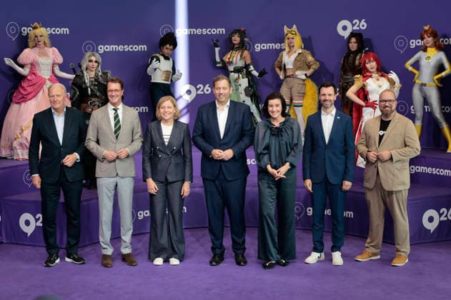 Gerald Böse, Hendrik Wüst, Henna Virkkunen, Lars Klingbeil, Dorothee Bär, Felix Falk, and Lars Janssen at the official opening of Gamescom 2026, the world’s largest video game trade show, at Koelnmesse in Cologne, August 26, 2026 Foto:xR.xSchmiegeltx xFuturexImagex gamescom_6912
