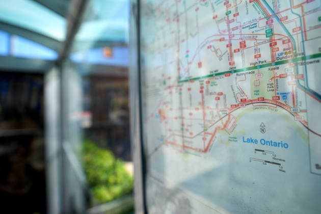 Daily Life in Toronto TORONTO, CANADA - AUGUST 28 : A bus stop map of Toronto showing Lake Ontario is seen on August 28, 2026. Canada s Prime Minister Mark Carney on Thursday rejected US President Donald Trump’s move to rename Lake Ontario Lake America, saying Canadians will continue to use the lake’s longstanding name. Mert Alper Dervis Anadolu Toronto Canada. Editorial use only. Please get in touch for any other usage.  Copyright: x2026xAnadoluxMertxAlperxDervisx