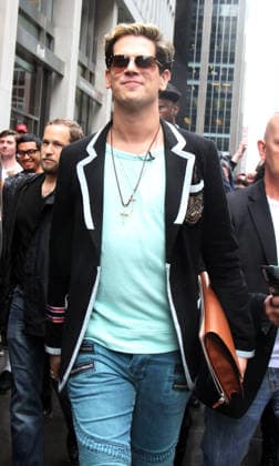 **FILE PHOTO** Milo Yiannopoulos Arrested by ICE. NEW YORK, NY July 07, 2017 Milo Yiannopoulos writer of Dangerous hold press conference in front of Simon Schuster office and march up 6th Avenue heading back to his hotel in New York July 07, 2017. Copyright: xRWx