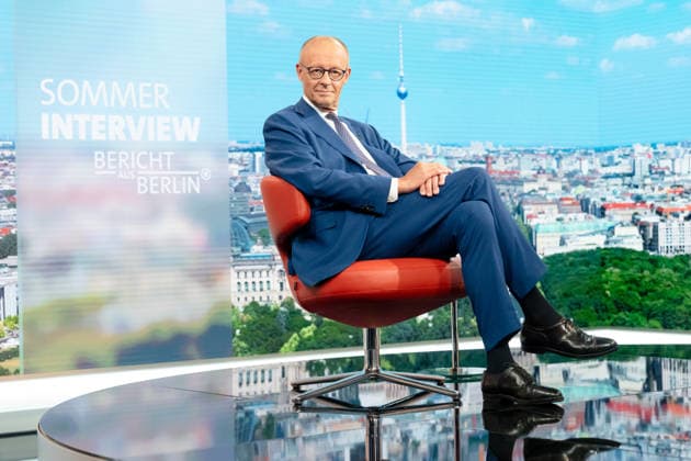 ARD Summer Interview, Federal Chancellor, Friedrich Merz, Berlin, ARD Summer Interview, Federal Chancellor, Friedrich Merz, CDU, Host, Markus Preiß, ARD Berlin Capital Studio, Berlin, GER
