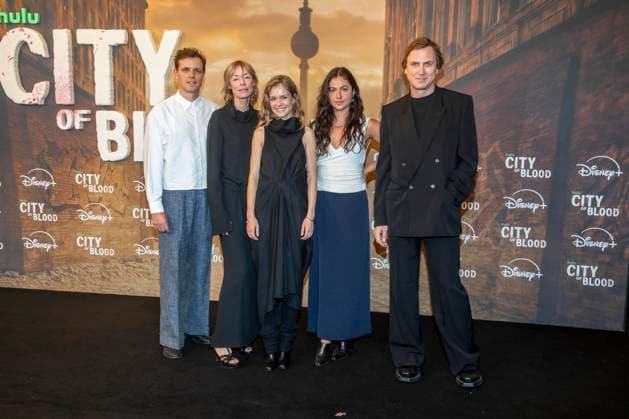 ABB CITYBLOOD: Jenny Schily, Lea Drinda, Soma Pysall, and Lars Eidinger attend the premiere of the German Hulu Original series *City of Blood* at Kino International on August 31, 2026, in Berlin, Germany