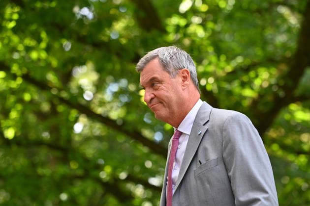Arrival of Markus SOEDER, Minister-President of Bavaria and CSU Chairman; single image, cropped shot, half-length portrait; press conference of the Bavarian State Government following a cabinet meeting on September 1, 2026, at the Prinz Carl Palais in Munich