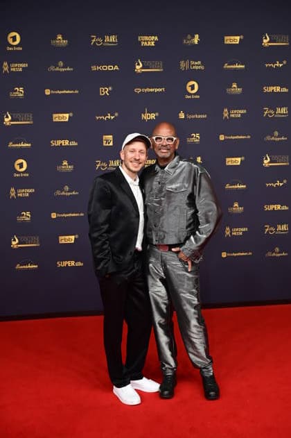 Pierre Sanoussi Bliss with his friend Dennis Ortmann at the 32nd Golden Hen Awards ceremony in 2026 at the Leipzig Trade Fair, September 4, 2026 Copyright: xMatthiasxWehnertx