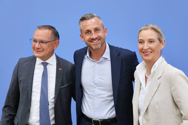 Berlin, Germany, September 7, 2026 Federal Press Conference: AfD—Impact of the State Election in Saxony-Anhalt on Federal Politics Tino Chrupalla, Federal Spokesperson for the AfD and Co-Chair of the AfD parliamentary group in the German Bundestag, Ulrich Siegmund, AfD’s top candidate in Saxony-Anhalt, and Alice Weidel, federal spokesperson for the AfD Copyright: xdtsxNachrichtenagenturx dts_133032