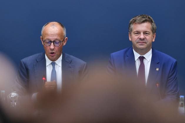 Berlin, Germany, September 7, 2026, Konrad Adenauer House, CDU Federal Executive Committee Meeting: Federal Chancellor Friedrich Merz (CDU) and Sven Schulze (CDU), Minister President of Saxony-Anhalt Copyright: xdtsxNachrichtenagenturx dts_133131