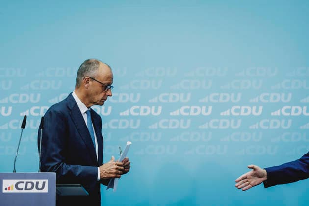 L R Friedrich Merz, CDU, Chancellor, and Sven Schulze, Minister-President of Saxony-Anhalt, photographed during a press conference in Berlin in response to the state election in Saxony-Anhalt, September 7, 2026. With approximately 44 percent of the vote, the AfD (Alternative for Germany) won the state election by a wide margin, ahead of the CDU, which received approximately 17.5 percen Copyright: xFlorianxGaertnerx