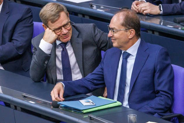 German Bundestag: Johann Wadephul (CDU), Federal Minister of Foreign Affairs, and Alexander Dobrindt (CSU), Federal Minister of the Interior, at the German Bundestag on September 8, 2026, in Berlin, Berlin, Germany, Bundestag