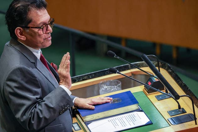 September 8, 2026, New York, New York, United States: KHALILUR RAHMAN, President-elect of the 81st session of the UN General Assembly, takes the oath of office during the closing plenary meeting of UNGA80 at UN Headquarters. Rahman, of Bangladesh, assumes the presidency of the General Assembly for its 81st session. New York United States  - ZUMAo116 20260908_znp_o116_039 Copyright: xBiancaxOterox