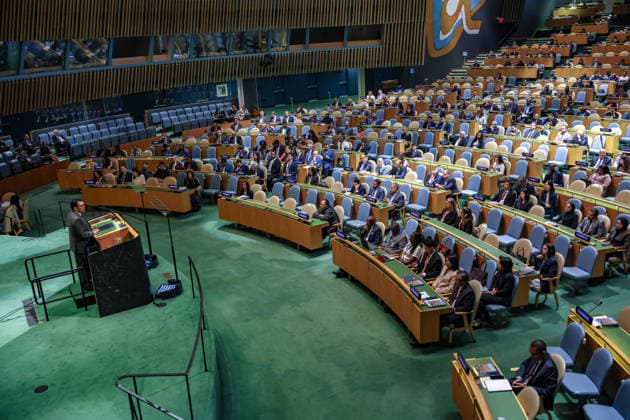 September 8, 2026, New York, New York, United States: Wide angle of KHALILUR RAHMAN as he delivers his first address as President of the 81st session of the UN General Assembly during the opening of UNGA81 at UNHQ. RAHMAN begins his presidency under the theme Ã¢â‚¬oeRestoring Trust, Managing Transformation: A United Nations That Delivers for All,Ã¢â‚¬Â with a focus on rebuilding trust, strengthening multilateralism and advancing UN reform. New York United States - ZUMAo116 20260908_znp_o116_087 Copyright: xBiancaxOterox