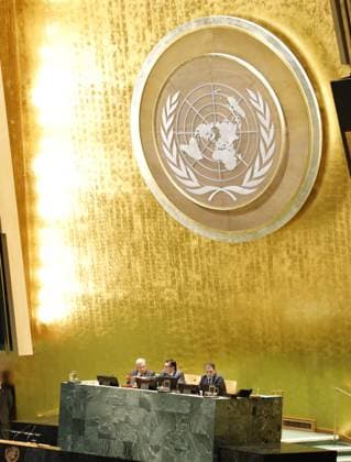 (260908) -- UNITED NATIONS, Sept. 8, 2026 -- Khalilur Rahman, president of the 81st session of the UN General Assembly (UNGA), announces the opening of the 81st session of the UNGA at the UN headquarters in New York, Sept. 8, 2026. The 81st session of the UN General Assembly (UNGA) was declared open by Khalilur Rahman, the new president of the General Assembly, on Tuesday. ) UN-GENERAL ASSEMBLY--81ST SESSION-OPENING ZhangxFengguo 