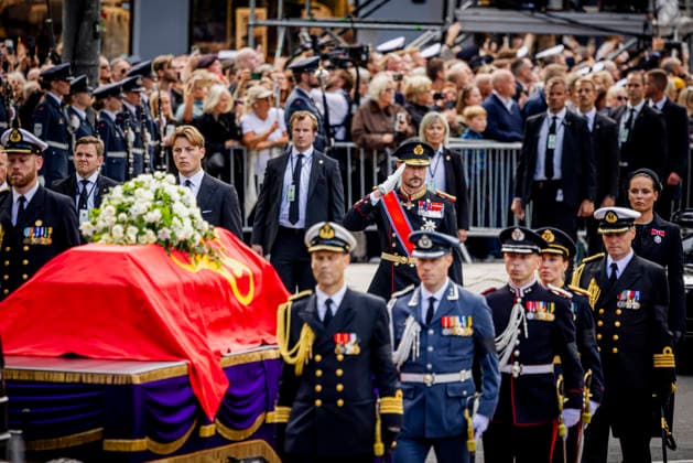 09-09-2026 Funeral of King Harald of Norway during a royal procession from the Royal Palace Chapel to the Cathedral in Oslo. King Haakon and Princess Ingrid Alexandra and Prince Sverre Magnus and Princess Martha Louise Â  Copyright: xPPEx