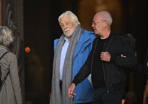 Jean-Paul Rappeneau Funeral - Paris Jacques Weber and Olivier Baroux during the funeral of Jean-Paul Rappeneau, French director and screenwriter, at the Saint-Sulpice church in Paris, France, on September 10, 2026. The director of Cyrano de Bergerac, Jean-Paul Rappeneau, has died at the age of 94. Photo by Eliot Blondet ABACAPRESS.COM Paris France  Copyright: xBlondetxEliot ABACAx
