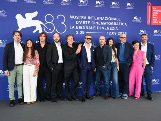 IPA88352042 - Venice, 83rd Venice International Film Festival 2026 - Day 9. Photocall for the film Be Brave. Pictured: Francesco Carrozzini (director), Renzo Rosso (lead actor), Lorenzo Mieli (producer OUR Films), Roberto Beragnoli (creative AI director)  Copyright: xAlbertoxTerenghix xPoolxPhotoxEventsx08x IPA88352042
