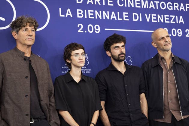 Naza Photocall - The 83rd Venice International Film Festival VENICE, ITALY - SEPTEMBER 10: (L-R) Jonathan Glazer, Rachel Szor, Yuval Abraham and James Wilson attend the Naza Photocall during the 83rd Venice International Film Festival at Palazzo del Casino on September 10, 2026 in Venice, Italy Primo Barol Anadolu Venice Italy. Editorial use only. Please get in touch for any other usage.  Copyright: x2026xAnadoluxPrimoxBarolx