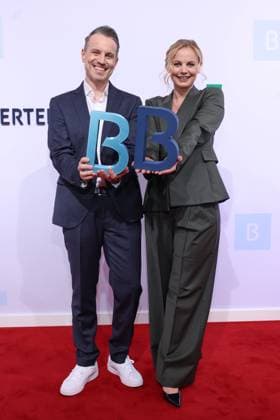 Bertelsmann Party 2026: Marc Dumitru and Toni Scheurlen on the red carpet at the Bertelsmann Party 2026, Bertelsmann Berlin Office, Berlin, September 10, 2026 Copyright: xEventpress Kratschx