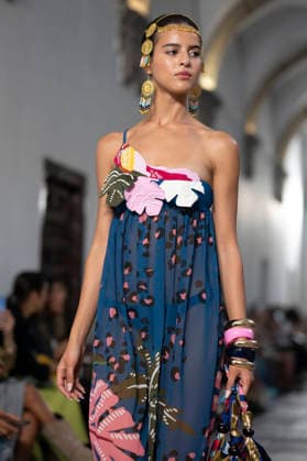 September 10, 2026, Madrid, Spain: A model parades with Dolores Cortes design during the OMODA Fashion Week en ISE San Isidro in Madrid. Madrid Spain  - ZUMAs197 20260910_aaa_s197_598 Copyright: xAtilanoxGarciax