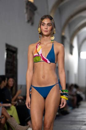 September 10, 2026, Madrid, Spain: A model parades with Dolores Cortes design during the OMODA Fashion Week en ISE San Isidro in Madrid. Madrid Spain  - ZUMAs197 20260910_aaa_s197_615 Copyright: xAtilanoxGarciax
