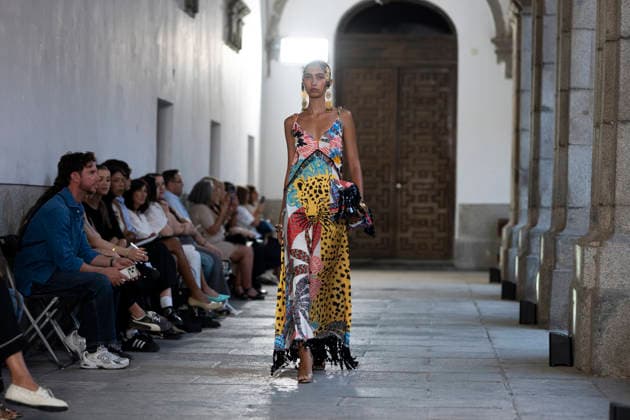 September 10, 2026, Madrid, Spain: A model parades with Dolores Cortes design during the OMODA Fashion Week en ISE San Isidro in Madrid. Madrid Spain  - ZUMAs197 20260910_aaa_s197_634 Copyright: xAtilanoxGarciax