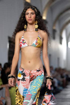 September 10, 2026, Madrid, Spain: A model parades with Dolores Cortes design during the OMODA Fashion Week en ISE San Isidro in Madrid. Madrid Spain  - ZUMAs197 20260910_aaa_s197_667 Copyright: xAtilanoxGarciax