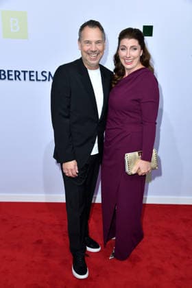 Sebastian Fitzek with his wife, Linda Fitzek, at the 2026 Bertelsmann Party at the Bertelsmann representative office in Berlin on September 10, 2026