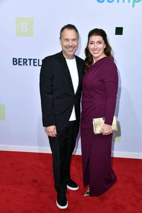 Sebastian Fitzek with his wife, Linda Fitzek, at the 2026 Bertelsmann Party at the Bertelsmann representative office in Berlin on September 10, 2026