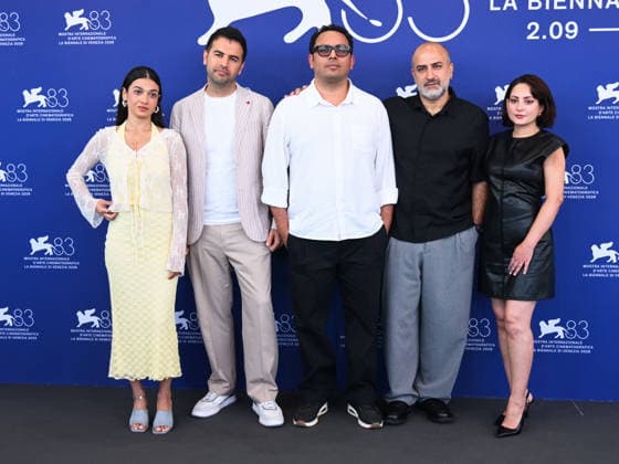 IPA88397254 - Venice, 83rd Venice International Film Festival 2026 - Day 10. Photocall for the film Kami Nour. Pictured are Sadaf Asgari, Milad Khosravi, Ali Asgari, Missagh Zareh, and Forouzan Jamshidnejad  Copyright: xAlbertoxTerenghix xPoolxPhotoxEventsx08x IPA88397254