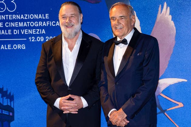 Russell Crowe and Alberto Barbera attending the screening of *What Love Builds* during the 83rd Venice International Film Festival at Sala Darsena on September 11, 2026, in Venice, Italy. Lucia Sabatelli, Venice, Italy  Copyright: xLuciaxSabatellix xBestimagexLuciaxSabatellix xBestimagex