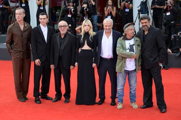 September 11, 2026, Venice Lido, Italy: From left to right Maurizio Lombardi, Francesco Gheghi, Silvio Orlando, Alma Noce, Giovanni Veronesi, Paolo Rossi and Pierfrancesco Favino attend the red carpet of movie Dio ride during the 83rd Venice International Film Festival at Palazzo del Cinema. Venice Lido Italy  - ZUMAs197 20260911_aaa_s197_331 Copyright: xMarioxCartellix