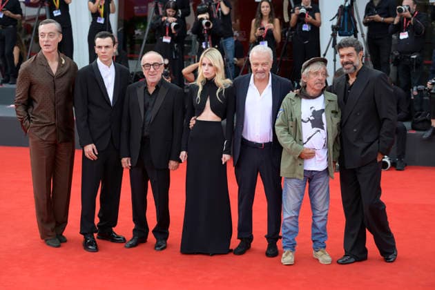 September 11, 2026, Venice Lido, Italy: From left to right Maurizio Lombardi, Francesco Gheghi, Silvio Orlando, Alma Noce, Giovanni Veronesi, Paolo Rossi and Pierfrancesco Favino attend the red carpet of movie Dio ride during the 83rd Venice International Film Festival at Palazzo del Cinema. Venice Lido Italy  - ZUMAs197 20260911_aaa_s197_350 Copyright: xMarioxCartellix
