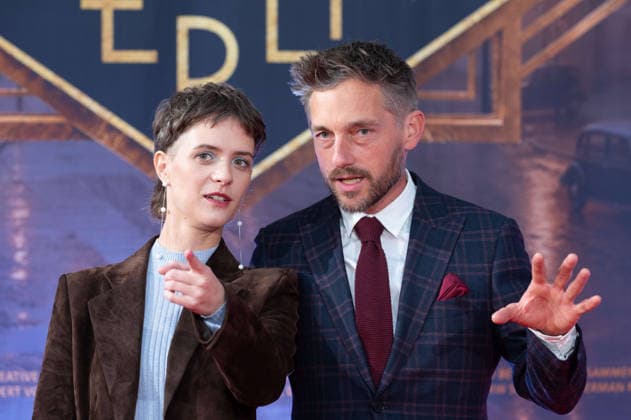 From left to right: Liv Lisa FRIES, actress; Volker BRUCH, actor; Red Carpet; Red Carpet Show; Arrival; Premiere of the final season of *Babylon Berlin* on September 11, 2026, at the Naturstrom Open-Air Cinema in the Rheinau Harbor in Cologne,