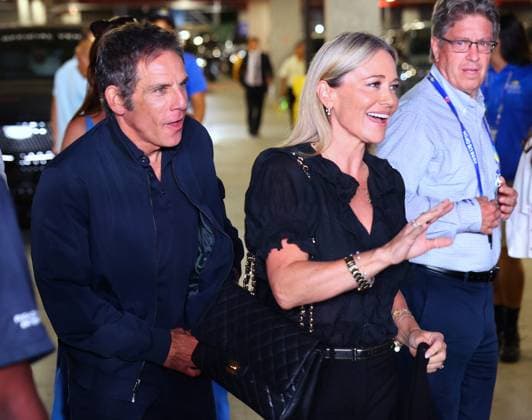 US Open - Ben Stiller and wife Christine Taylor Arrival - New York Ben Stiller and wife Christine Taylor arrive at the men semi final Tiafoe vs Shelton at the US Open in New York on September 11, 2026. Photo by Charles Guerin ABACAPRESS.COM New York City NY United States  Copyright: xGuerinxCharles ABACAx