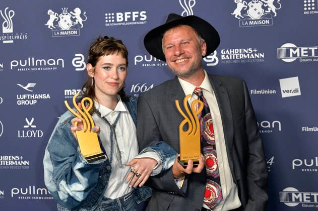 Lia von Blarer and Robert Stadlober at the 2026 German Acting Awards ceremony at the Pullman Berlin Schweizerhof Hotel, Berlin, September 11, 2026 Foto:xM.xBehrensx xFuturexImagex schauspielpreis_6413