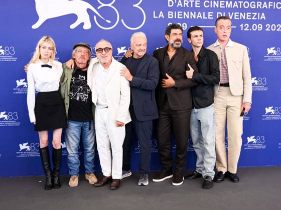 IPA88435517 - Venice International Film Festival 2026 - Day 11. Photocall for the film Dio Ride. Pictured: Alma Noce, Paolo Rossi, Silvio Orlando, Giovanni Veronesi, Pierfrancesco Favino, Francesco Gheghi, and Maurizio Lombardi  Copyright: xAlbertoxTerenghix xPoolxPhotoxEventsx08x IPA88435517