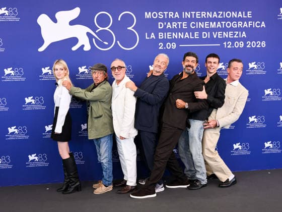 IPA88435524 - Venice International Film Festival 2026 - Day 11. Photocall for the film Dio Ride. Pictured are Alma Noce, Paolo Rossi, Silvio Orlando, Giovanni Veronesi, Pierfrancesco Favino, Francesco Gheghi, and Maurizio Lombardi  Copyright: xAlbertoxTerenghix xPoolxPhotoxEventsx08x IPA88435524