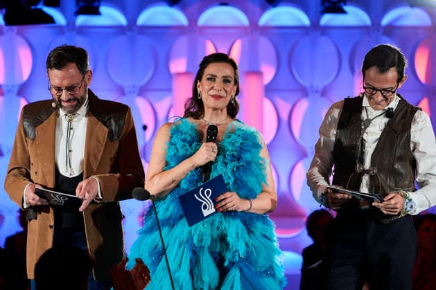 2026 German Acting Award: Hans Werner Meyer, Nadine Heidenreich, and Christian Senger Perform a Musical Number on Stage; Show Celebrating 15 Years of the German Acting Award and 20 Years of the BFFS; Pullman Berlin Schweizerhof; Date: September 11, 2026 Copyright: xEventpressx