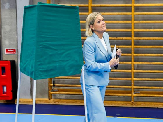 Social Democratic Party leader Magdalena Andersson votes at a polling station in Nacka, Sweden, on Election Day, September 13, 2026. STOCKHOLM, SWEDEN x60160x  Copyright: xStefanxJerrevang TTx SWEDEN GENERAL ELECTIONS 2026 ywmwUPBZ4Ho