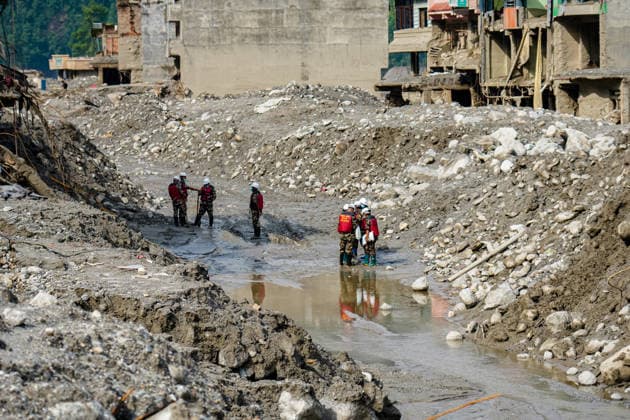 Mud Clearing Operation Underway in Trishuli, Nuwakot Nuwakot, Nepal - Septermber 7, 2026: Security personnel are clearing mud from houses and pathways damaged by flooding along the Bhotekoshi River in the riverbank areas of Trishuli, Nuwakot, Nepal. (Photo by AP Tolang Nexpher Images) Nuwakot bagmati