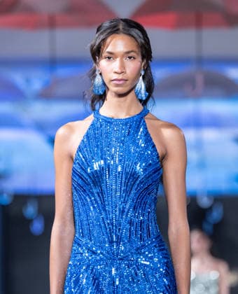 NY: Pamella Roland Fashion show Spring Summer 27 Model walks runway for Pamella Roland Spring Summer 2027 show during SS27 Fashion Week at Metropolitan Pavilion in New York, NY on September 11, 2026. New York New York United States Copyright: LevxRadin