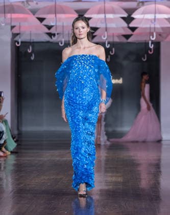NY: Pamella Roland Fashion show Spring Summer 27 Model walks runway for Pamella Roland Spring Summer 2027 show during SS27 Fashion Week at Metropolitan Pavilion in New York, NY on September 11, 2026. New York New York United States Copyright: LevxRadin