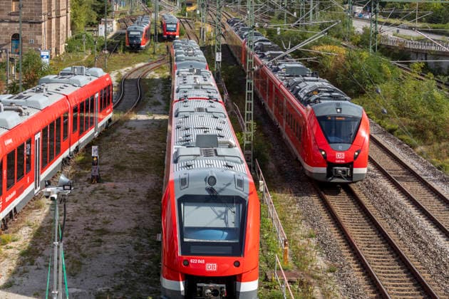 Transportation, Railways, Photo Series: Deutsche Bahn and Its Infrastructure in Nuremberg, Featuring DB Regio, Regional Service, Intercity, ICE, and Freight Service; Regional Trains and ICE Trains on Their Journey to and from Nuremberg Central Station Near the DB Regio and Jansen Bridge in Nuremberg, Bavaria, Germany