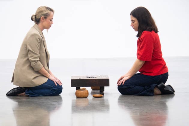 Gabriel Orozco s Chronotopic Exhibition Photocall at White Cube Bermondsey, London, UK Staff members view Visible Labor (2015) by Gabriel Orozco featuring acrylic on wood, Buddha figures, miniature car models, a GO board game and stones at a photocall for artist Gabriel Orozco s solo exhibition Chronotopic at White Cube Bermondsey, London, England, UK on Monday 14 September, 2026., Credit:Justin Ng Avalon UK, England, London, White Cube Bermondsey  Copyright: xJustinxNgx xAvalonx 1134492452