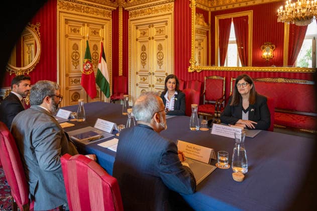 September 14, 2026, Lisbon, Lisbon, Portugal: Minister of State and Foreign Affairs, Paulo Rangel, meeting with the Minister of Foreign Affairs of Palestine, Varsen Aghabekian, at the Ministry of Foreign Affairs in Lisbon. Lisbon Portugal - ZUMAr238 20260914_zip_r238_011 Copyright: xRicardoxRochax